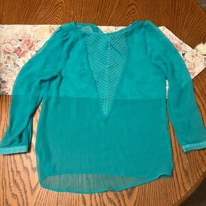 Kimchi Blue Turquoise Sheer Blouse